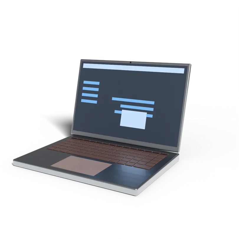 An open laptop showing a simple page of text and an image